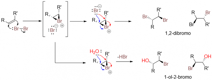 Cơ chế phản ứng cộng của bromine vào alkene